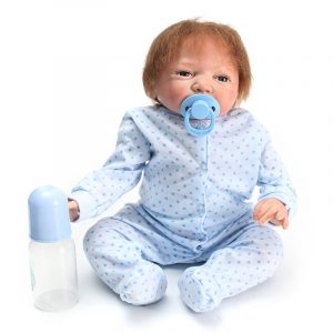 Silikon Soft Realistic Reborn Baby Docka 22 tums livlig tjej Nyfött BB Cloth Body Toy