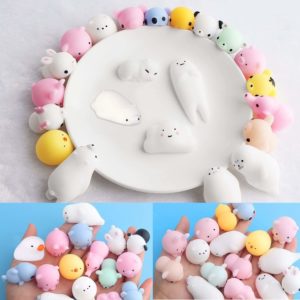 Adkwse Squishy Kawaii set, 36 stycken mjuk silikonleksak Mochi Mini Squishies mesh boll anti-stress leksak för barn