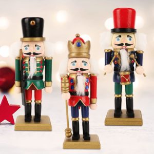 Achort traditionell nötknäppare soldat 3 stycken jul nötknäppare figur trä soldat nötknäppare docka smycken jul hängsmycke för festlig juldekoration, heminredning, present, 15 cm hög