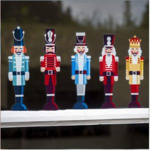 Nötknäppare figur fönster klistermärken Jul självhäftande - 5 små soldater julklistermärken