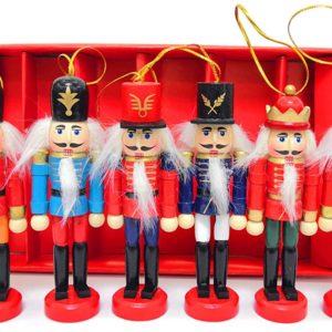 dancepandas nötknäppare figur jul 6 bitar nötknäppare soldat dekoration jul figurer trä julgran dekoration hem fest dekor, 12 cm uppsättning av 6